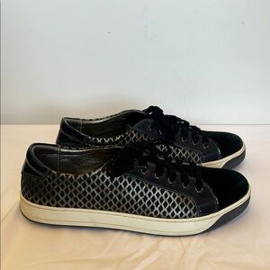 Johnston & Murphy Black and Green Sneakers with Mesh Design
